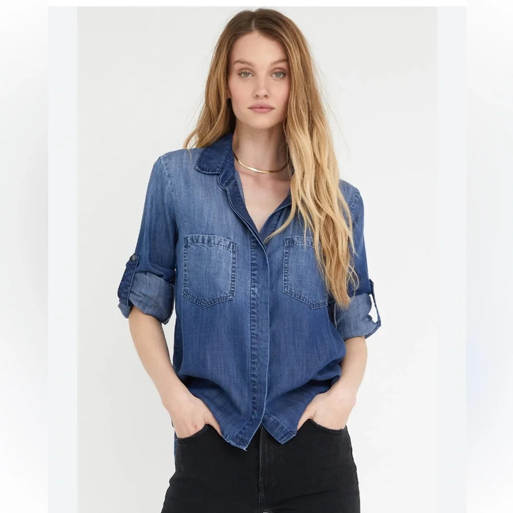 Bella Dahl 2 toned denim Shirt XS - Picture 1 of 5
